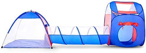 ELECTRA Kids Play Tent with Tunnel - 3-in-1 Playhut Hours of Indoor Outdoor Fun Popup X-Large Ball Pit for Children Red and Blue