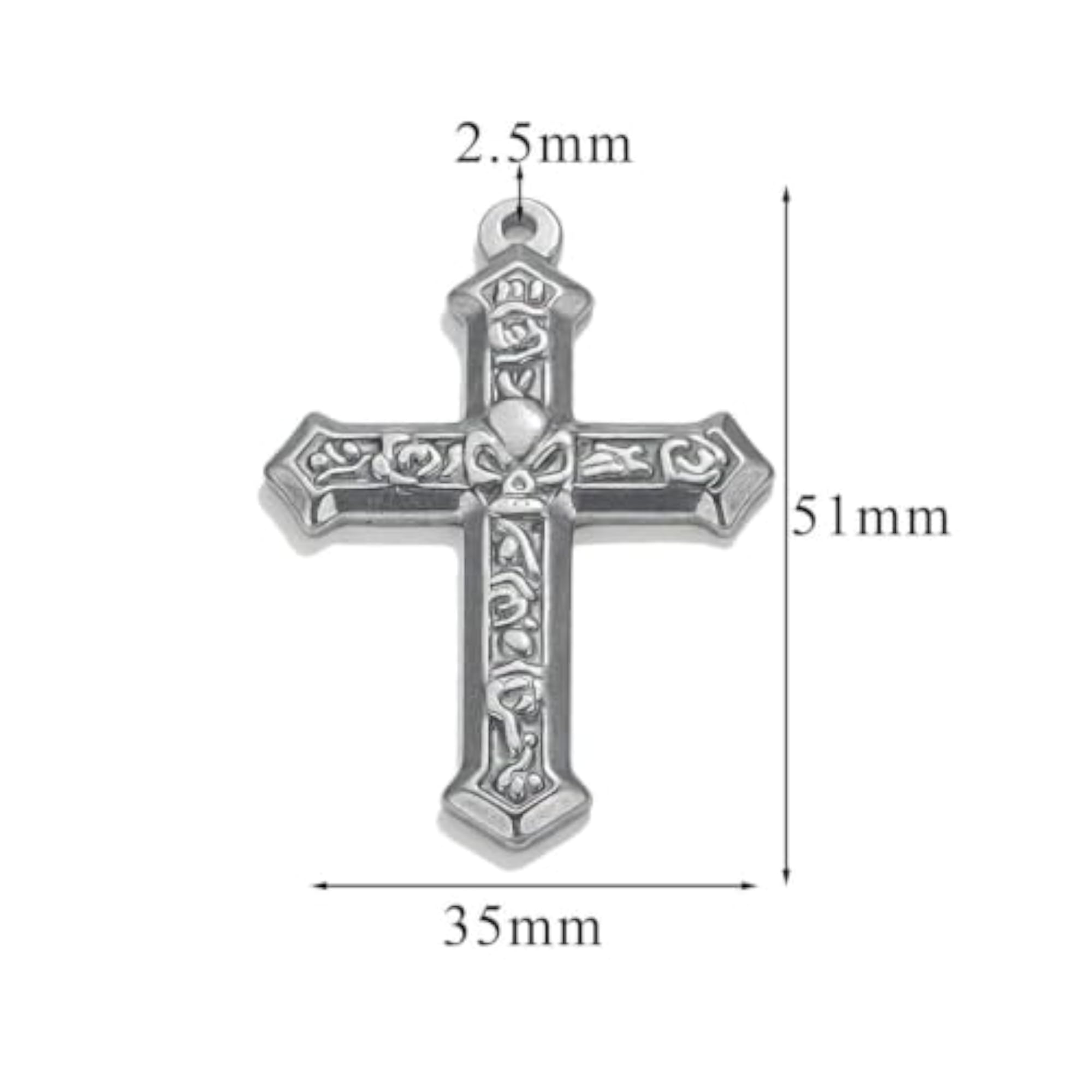 Silver-Tone Cross Pendant with Loop Charm