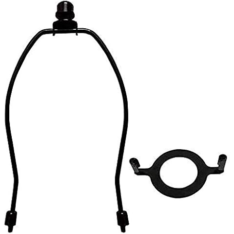 8" Lamp Shade Harp Holder and E26 Light Base UNO Fitter Adapter Converter Finial Set,for Table and Floor Lamps Cover