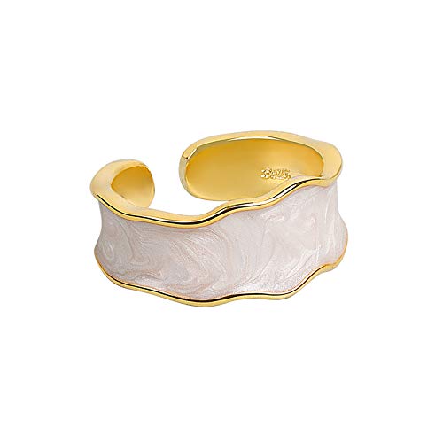 Colorful Adjustable Oil Drip Enamel Wave Wide Irregular Chunky Opening Stackable Punk Cool Elegant Friendship Finger Ring Set Jewelry for Women