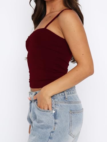 Going Out Tops for Women - Sexy Crop Tank Top Backless Camisole Tops Double Lined Spaghetti Strap Trendy3