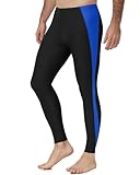 Runhit Men's Swim Pants Long Surfing Leggings UPF 50+ Sun Protection Pants Quick Dry UV Swimming Tights for Dive Water Beach Black with Royal Blue L