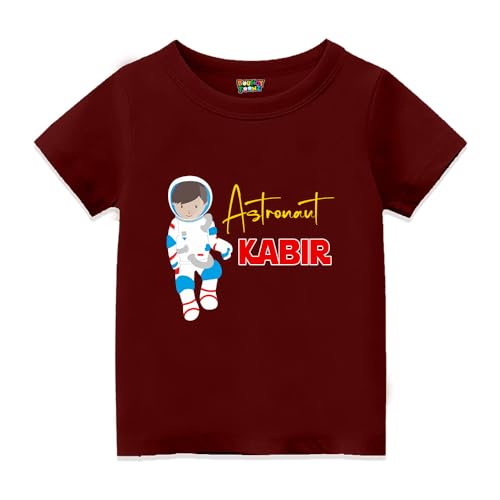 Image of Customised Astronaut Theme T Shirt Birthday Decoration for Boys - Kids Personalised Custom Return Gifts (cus-Astro-boy)