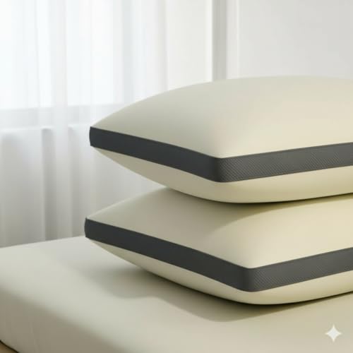 Image of Luxury Set of 2 Gusset Pillow | 3D Virgin Fiber Filled Premium Microfiber | Soft & Firm Neck Support Sleeping Pillow | 12x20 Inch