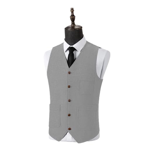 Formal Men's Suit Vest Regular Fit Herringbone Tweed Classic Wool Waistcoat Wedding Grooms4