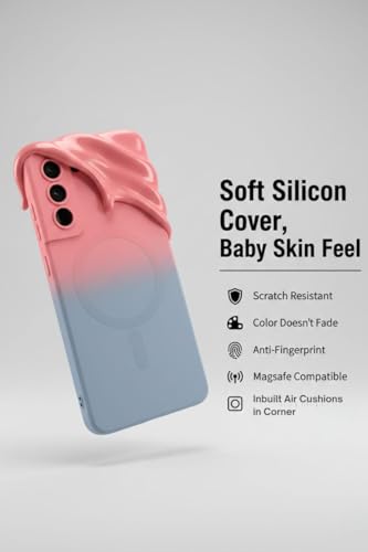 Image of amazon basics Gradient Mag-Safe Case for Samsung Galaxy S21FE 5G | Soft Silicone Shockproof Cover with Camera Protection | Slim Lightweight Design | Smooth Touch & Durable - Pink & Blue