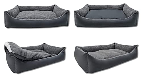 Odolplusz XXL Hundebett für große Hunde – Hundekissen – Hundebett Ergonomisches Hundesofa für maximalen Komfort (Graphit aus Cord, L 100 x B 70 x H 19 cm)