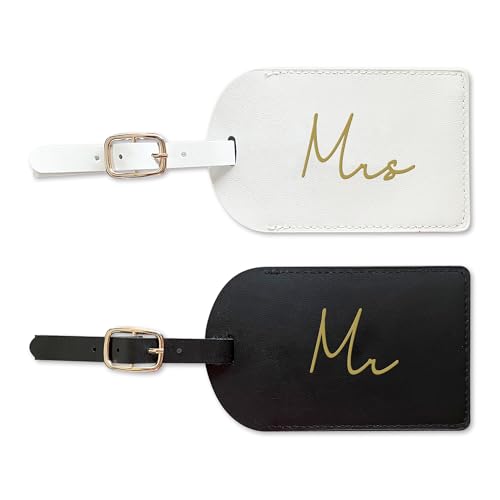 HubbyWifeyGifts Mr & Mrs Luggage Tags for Couples