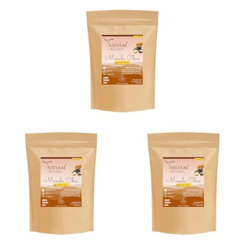 Image of Tassyam Organics Kadak Assam Masala Tea 500g Refill | New & Improved Hand Crushed Spices + Gold Blend CTC Chai with No Artificial Flavours (Pack of 3)