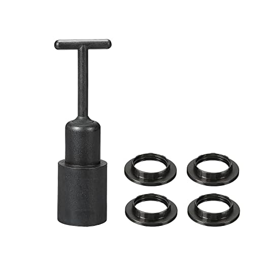 Generic E14 Socket Ring Removal Tool T Type with Lamp Shade Socket Rings for Medium Base, Light Replacing Accessories, Black Pack of 5