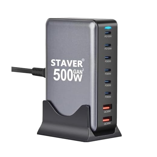 500W 充電器 【 GaNFastⅢ 8ポート 2*単口100W 1.5m電源ケーブル】 PD3.0対応【PSE技術基準適合】 2*100W常時対応 8ポート2*100W&4*65W&2*QC20W 6 USB-C&2 USB-A 縦式省スペース ダブル 窒化ガリウム複数ノートPCに急速充電対応 MacBook Pro PD対応 iPad/iPhone/Android/その他 (ブラック)
