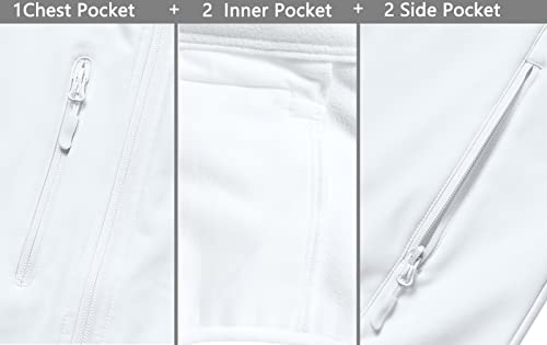 Fit Space Men's Lightweight Vest Softshell Sleeveless Windproof Jacket With Zipper Pocket Cycling Travel Hiking Running Golf (White,X-Large) #TOP4