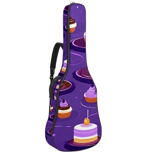 Housse guitare acoustique pour cours et trajets, sac étanche motif dessert violet