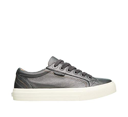 Image of Taos Plim Soul Lux Women's Sneaker - Soft Premium Leather Lace Up Sneakers with All Day Walking Comfort and Support Pewter Leather 10 (M) US