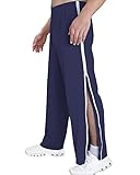 Tear Away Pants for Men's Track Pants Zipper Leg Side Full Zip Breakaway Open Pants Post Surgery Adaptive Clothing Zippered Wide Leg Athletic Sweatpants Navy Blue