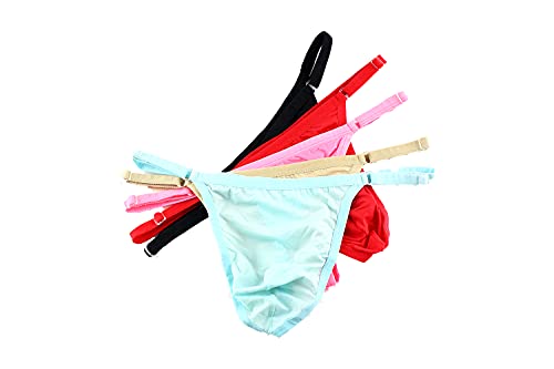 Men's Adjustable String Bikini Thongs G String Soft & Silky Bugle Pouch Underwear Swimwear Panties
