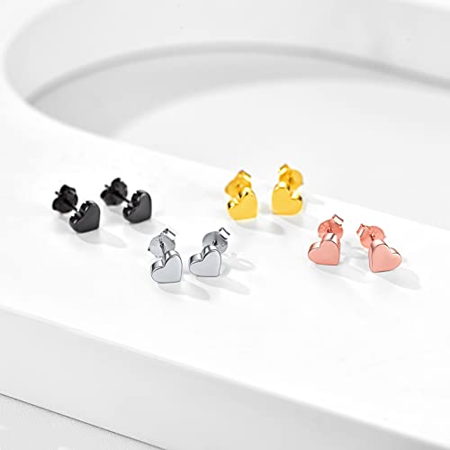 Chicsilver Hypoallergenic 925 Sterling Silver Small Minimalist Heart Earrings Studs Mini Dainty Love Heart Stud Earrings For Women Teen #TOP5