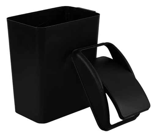 Image of 4.5 Gallon Plastic Swing Lid Trash Can, Black Slim Garbage Bin with Lid