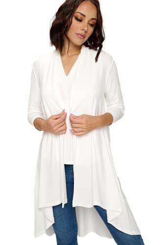 Image of Women's 3 /4 Sleeve Soft Open Front Casual Flowy Long Viscose Made from Bamboo Cardigan