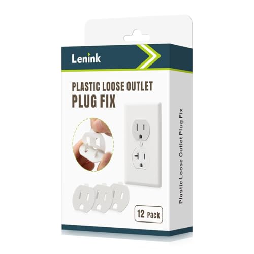 Lenink Loose Outlet Plug Fix 12 Pack Plastic Snug Socket Secured Outlet Tightener Insert for Most Loose Outlets with Back Adhesive