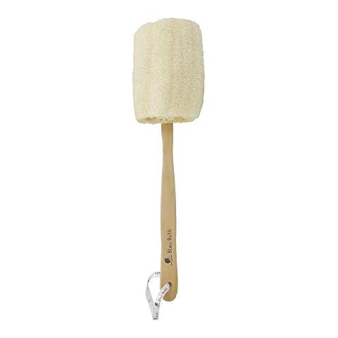Bleu Bath (1 Pack) Exfoliating Loofah Back Brush in 100% Natural and Organic Luffa Loofa with Long Wooden Handle Fixed, Scrubber Brush for Men and Women or Even Sensitive Skin Cover