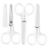 Rotbackmin 4' Kids Scissors with Safety Cove, Small Travel Size Tsa Compliant, Round Blunt Tip, Mini Scissors for School Student Cutting Paper Craft, White, 3 Pack