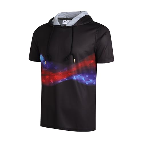 Pullonsy Men's Short Sleeve Hoodies Dry Fit Lightweight Soft Hooded T-Shirt Athletic Pullover Tops