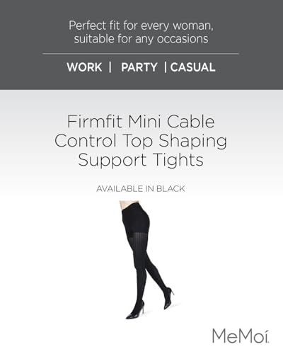 MeMoi Mini Cable Control Top Tights, Comfortable and Lightweight Shaping Tights for Women - Sizes Small to Q22