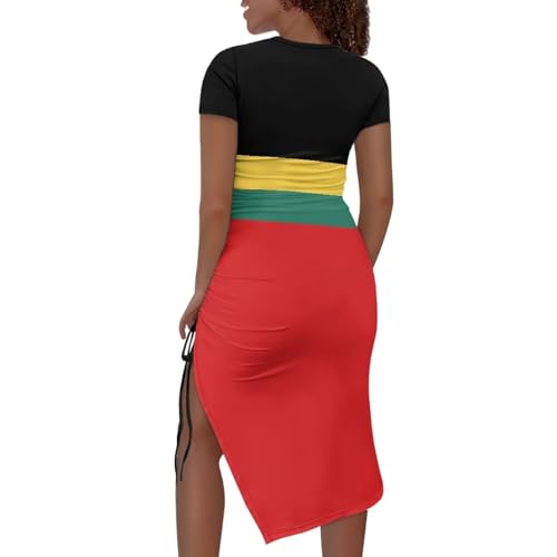 Image of Short Sleeve Dress for Women,Sexy Bodycon Dress,Plus Size Slit Dress,String Design s-4xl