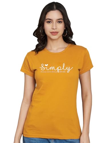 Image of Women Cotton Regular Fit Round Neck T-Shirt (Simply)