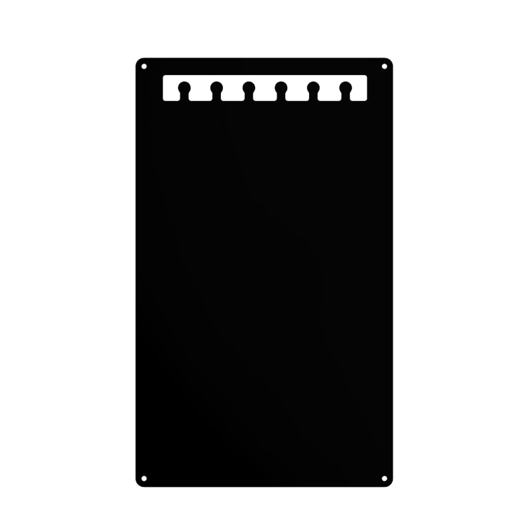 Lavagna Magnetica con Ganci per Chiavi Nero 30x70 cm | Lavagna in acciaio per magneti e appunti, con ganci per chiavi e superficie scrivibile; kit di montaggio incluso