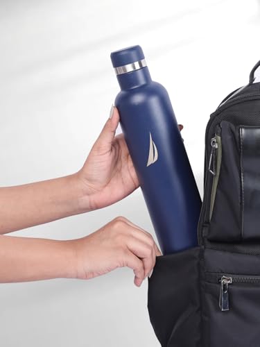 Image of NAUTICA Premium Leak-Proof Insulated Water Bottle - 1pc (Yacht)| 750ml | Stainless Steel Flask with 24 Hours Temperature Retention | Ideal for Travel, Gym, Office Use Oreo Big Solid-denimblue