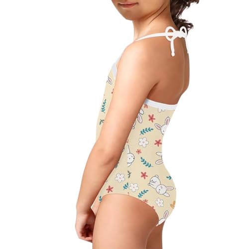 Image of One Piece Swimsuit for Girls Beach Bathing Suit Halter Straps Sports Swimwear for 1-10 Year Toddler Kids