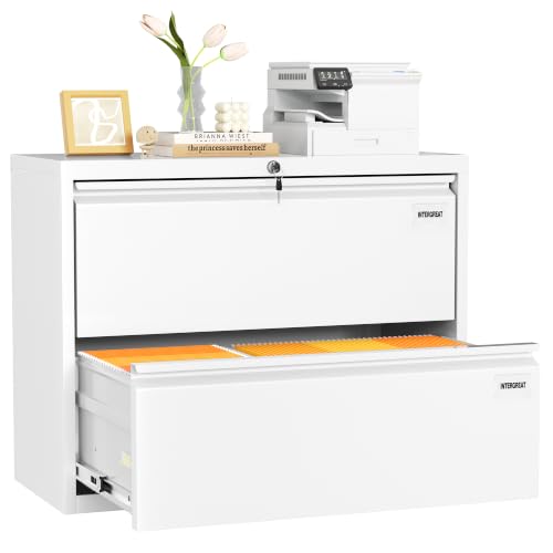INTERGREAT 2-Drawer White Lateral File Cabinet