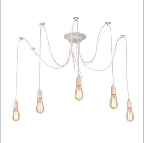 Lámpara de techo vintage E27 con 5 portalámparas para iluminación colgante de bricolaje