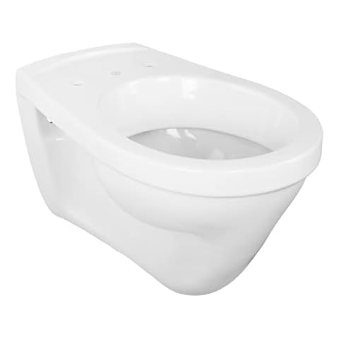 aquaSu® Wand-WC Universal weiß, Flachspül-WC mit Stufe, Hänge-Toilette, Abgang waagerecht, 52 cm Ausladung, Toilette wandhängend, Sanitärkeramik weiss, 563444 Cover