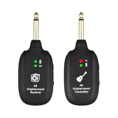 Sistema Inalámbrico para Guitarra con Transmisor y Receptor Integrados, 4 Canales, para Guitarra Eléctrica, Bajo y Violín