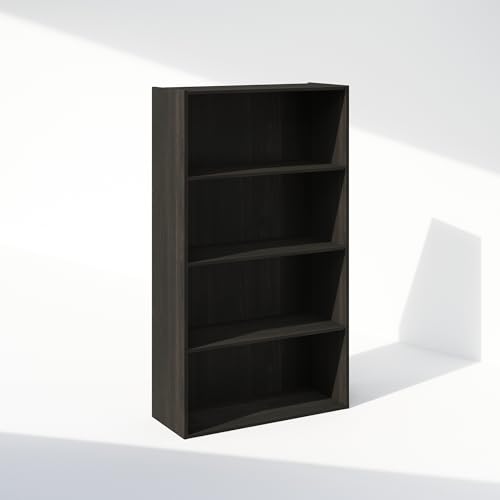 Image of Furinno Simple Book Shelf, 4-Tier Bookshelf, Bookcase with Open Shelf, 9.4 x 23.6 x 41.7, for Living Room, Bedroom, Home Office, Espresso