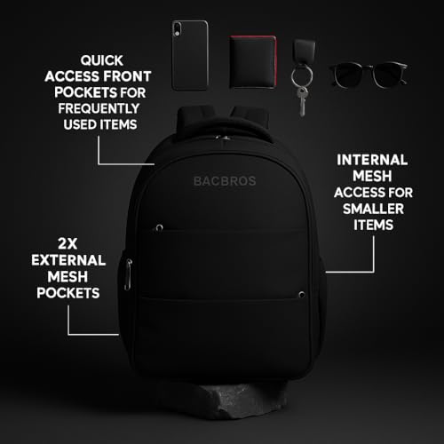 Image of Bagbros 30L Faux Leather Laptop Backpack for Men & Women - Premium Waterproof Anti-Theft Travel Bag with Multi-Pocket Organizer | Work, Gym, Office, College, School Use