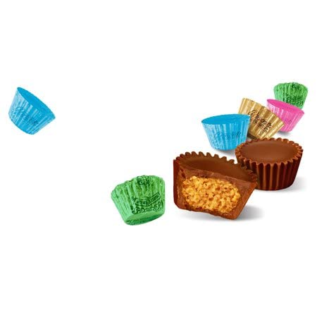 Miniatura 3 de Tazas en miniatura de mantequilla de maní de Pascua, chocolate con leche, azul rosa, caramelo de lámina de oro verde, paquete a granel de 2 libras