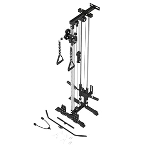 ER KANG Wall Mount Cable Station, Cable Crossover Machine with 18 Positions Dual Pulley System for Home Gym Fitness Equipment