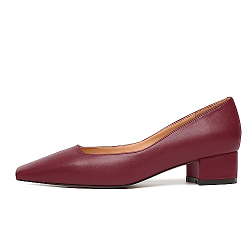 JUSTDANNI Womens Slip On Dress Stylish Wedding Square Toe Matte Block Low Heel Pumps Shoes 1.5 Inch2