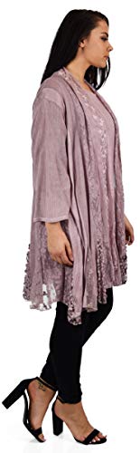 Dare2BStylish Women Plus Size 2 Piece Lace Cardigan Duster Blouse Top Set3
