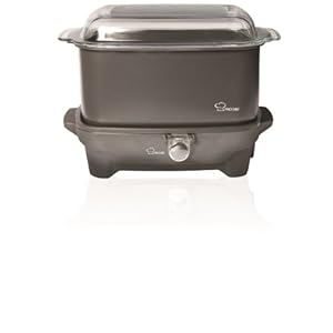 Pro Chef PCS800 8-Quart Oblong-Shaped Slow Cooker with Deep Dish Glass Cover, with Shabbos Sure Knob Cover and Blech