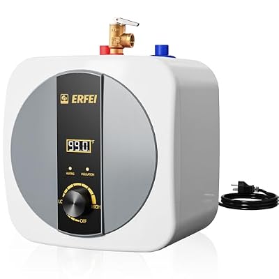 Electric Mini Tank Water Heater 2.5 Gallon, 110V 1500W Under Sink Instant Hot Water Heater with Digital Display, Pressure Relief Valve for RV, Camper, Kitchen, Garage, Food Truck
