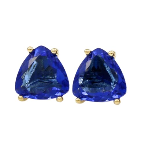 Boucles d'oreilles saphir naturel cadeau idéal argent plaqué or