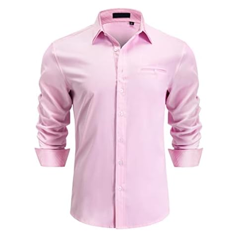 Enlision Camisa Rosa Manga Larga Hombre Cover