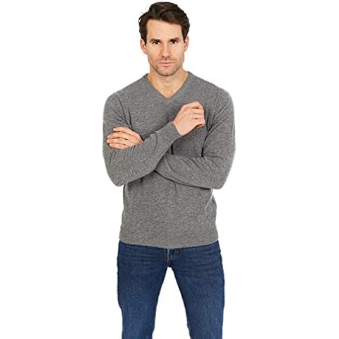 Jack Stuart - Men’s V-Neck Jumper, 100% Cashmere Greys Cover