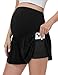CFRTMTBB Maternity Flowy Shorts Over Belly Pregnancy Skirts Shorts Athletic Workout Gym Active Butterfly Skorts with Pockets (Black,S)