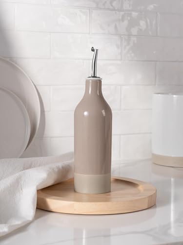 famiware 16oz Ceramic Oil Dispenser Bottle, 1 Piece, Cinnamon Brown
